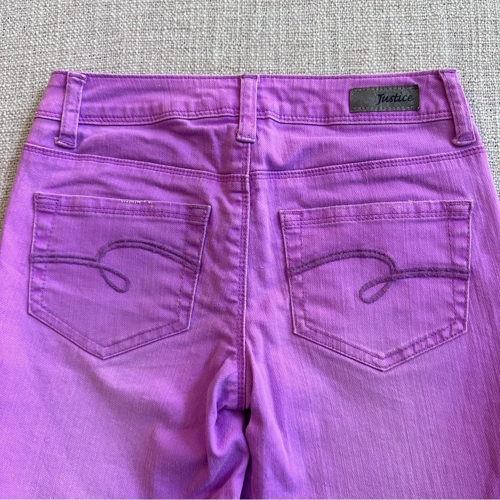 2-pair JUSTICE & ARIZONA Jeans Lilac Shine Bright Straight Stretch Girl 12 SLIM